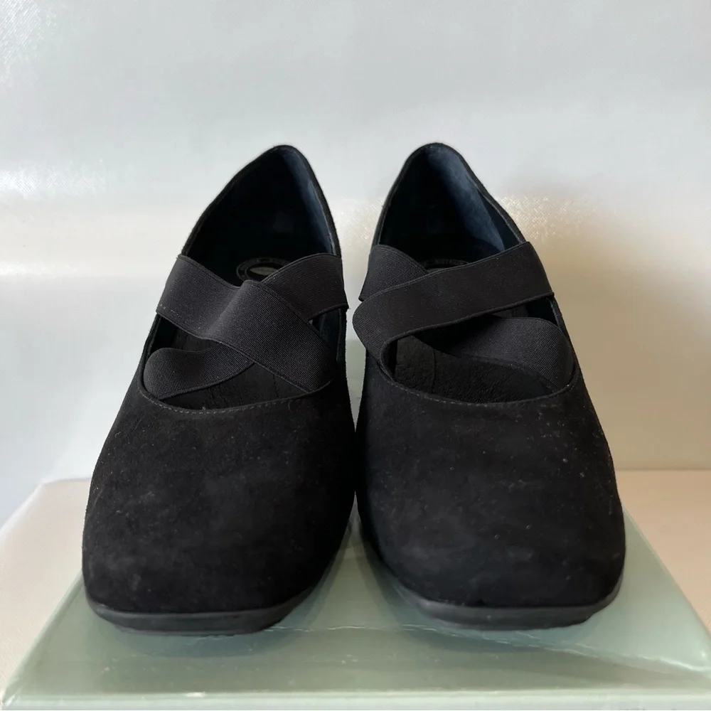 Nurture Black Suede Wedge Shoes